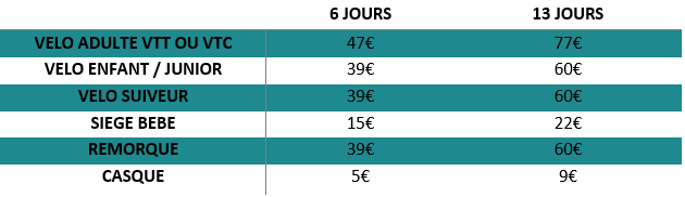 Tarif vélo